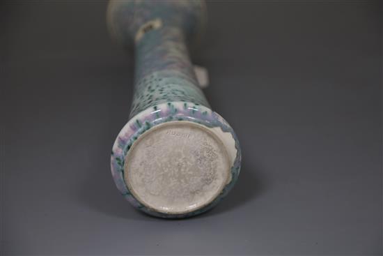 A tall Ruskin high fired vase, dated 1925, H. 33.8cm